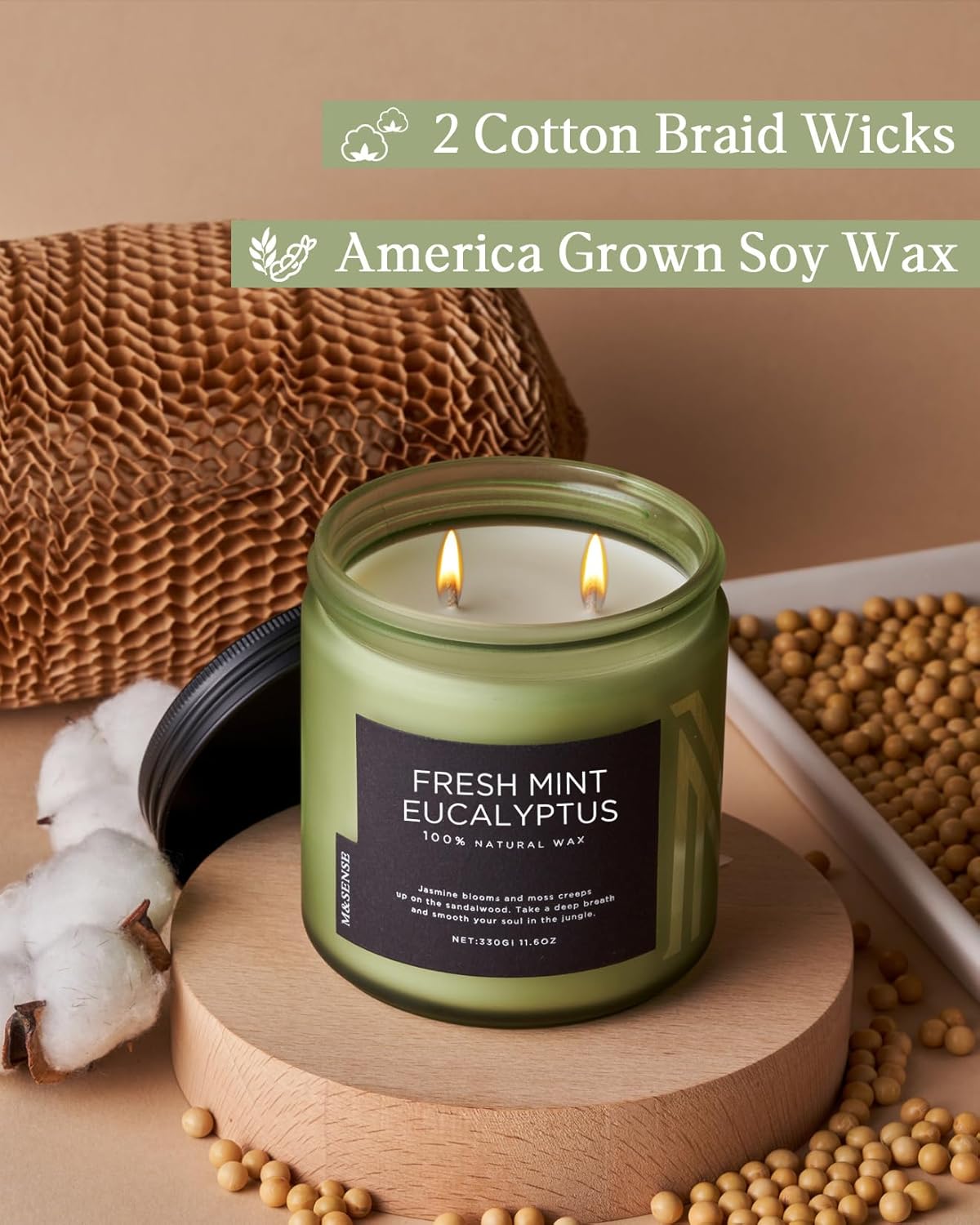M&SENSE Eucalyptus & Mint Scented Candles - Image 2